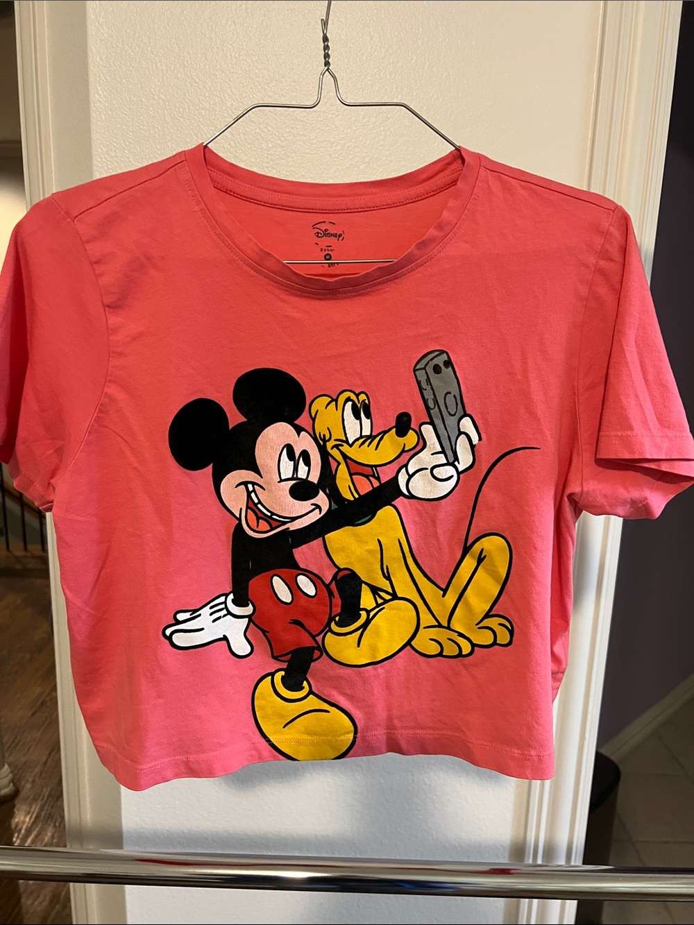 Disney Mickey & Pluto Pink Graphic Tee Vintage Crop